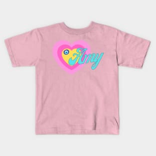 Amy in Colorful Heart Illustration Kids T-Shirt